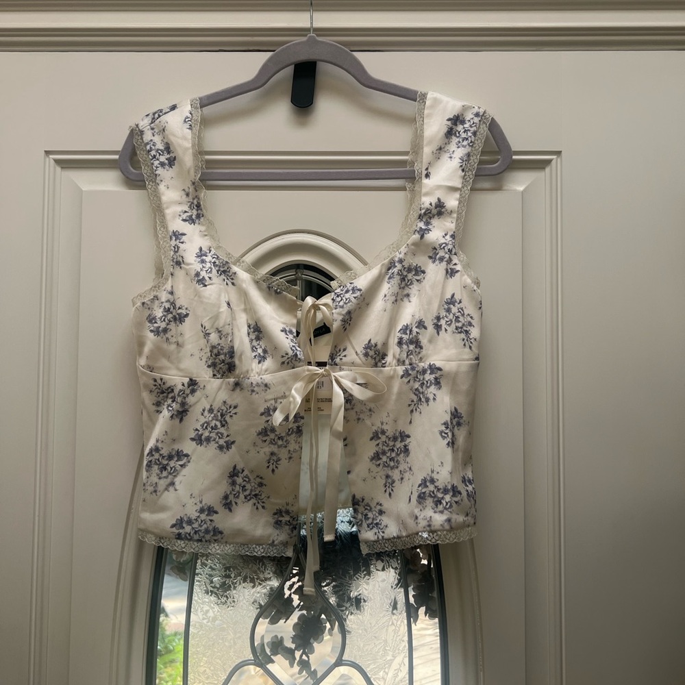 Cotton Candy Cream Bustier Crop Tank Top